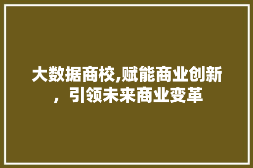 大数据商校,赋能商业创新，引领未来商业变革