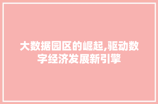 大数据园区的崛起,驱动数字经济发展新引擎 搜狗SEO