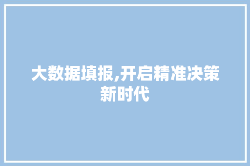 大数据填报,开启精准决策新时代