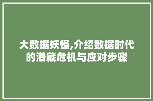 大数据妖怪,介绍数据时代的潜藏危机与应对步骤
