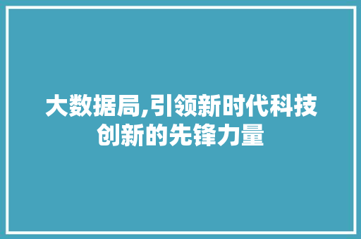 大数据局,引领新时代科技创新的先锋力量