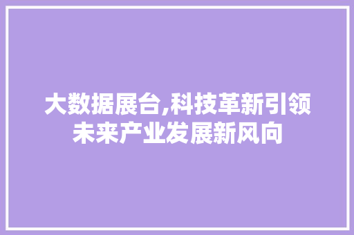 大数据展台,科技革新引领未来产业发展新风向