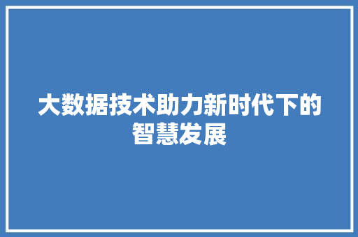 大数据技术助力新时代下的智慧发展