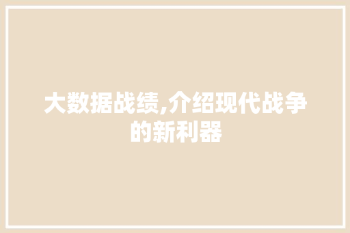 大数据战绩,介绍现代战争的新利器 SEO关键词