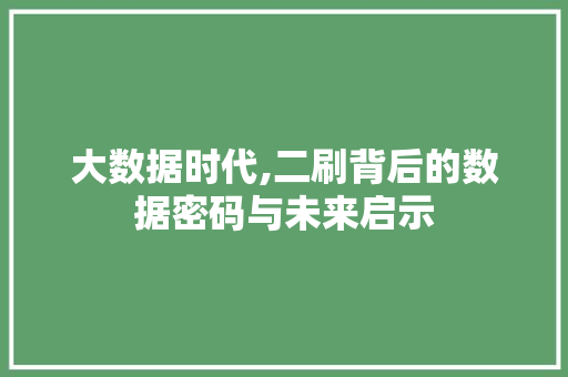 大数据时代,二刷背后的数据密码与未来启示