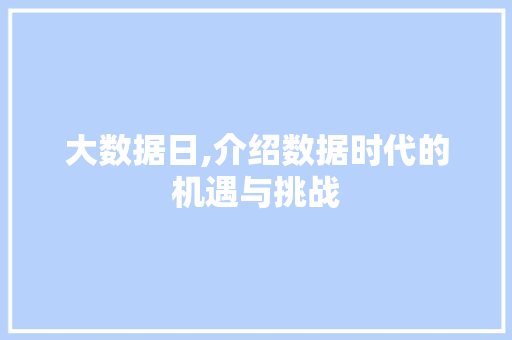 大数据日,介绍数据时代的机遇与挑战 神马SEO