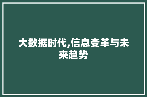 大数据时代,信息变革与未来趋势