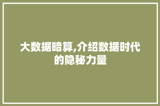 大数据暗算,介绍数据时代的隐秘力量