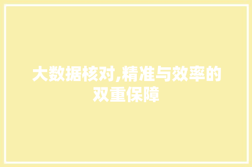 大数据核对,精准与效率的双重保障 神马SEO