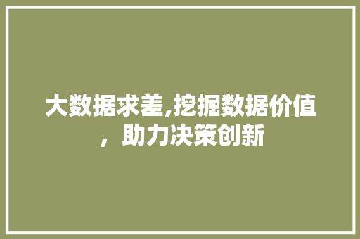大数据求差,挖掘数据价值，助力决策创新