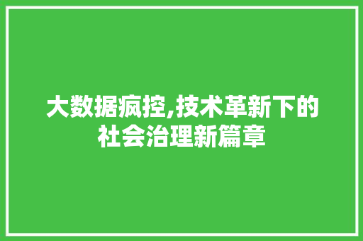 大数据疯控,技术革新下的社会治理新篇章