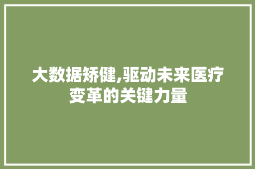 大数据矫健,驱动未来医疗变革的关键力量
