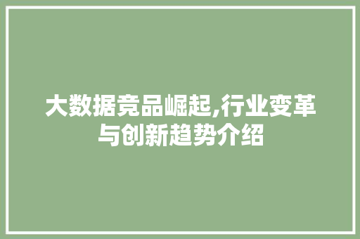大数据竞品崛起,行业变革与创新趋势介绍 神马SEO