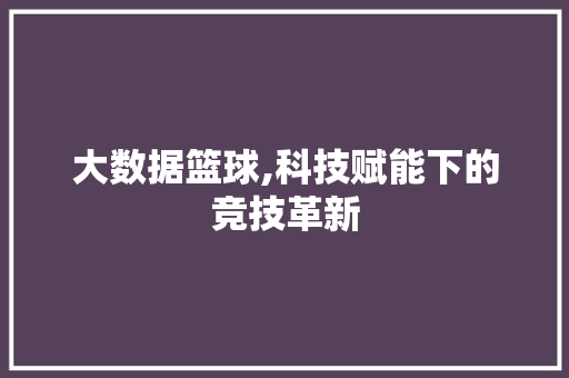 大数据篮球,科技赋能下的竞技革新