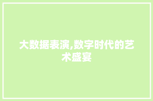 大数据表演,数字时代的艺术盛宴 SEO关键词