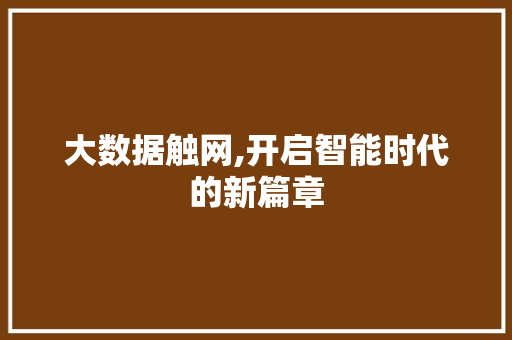 大数据触网,开启智能时代的新篇章