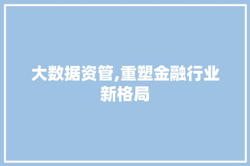 大数据资管,重塑金融行业新格局