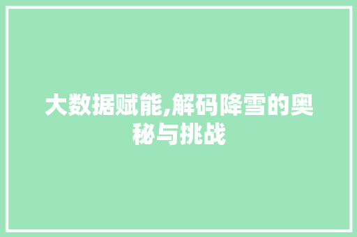 大数据赋能,解码降雪的奥秘与挑战