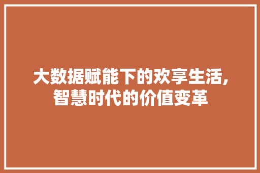 大数据赋能下的欢享生活,智慧时代的价值变革 SEO关键词
