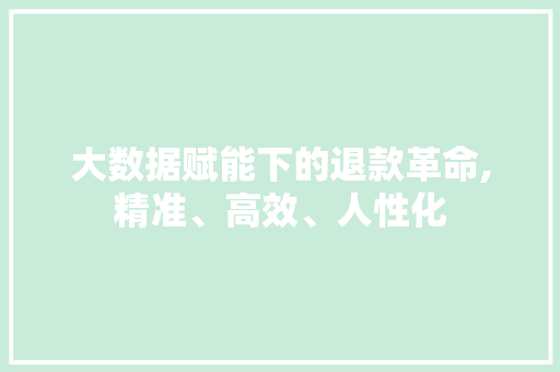 大数据赋能下的退款革命,精准、高效、人性化