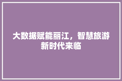 大数据赋能丽江，智慧旅游新时代来临 必应SEO
