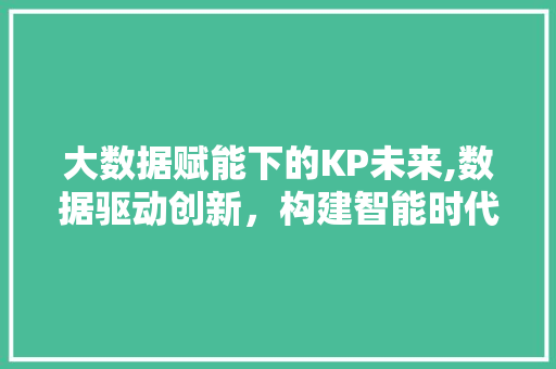 大数据赋能下的KP未来,数据驱动创新，构建智能时代