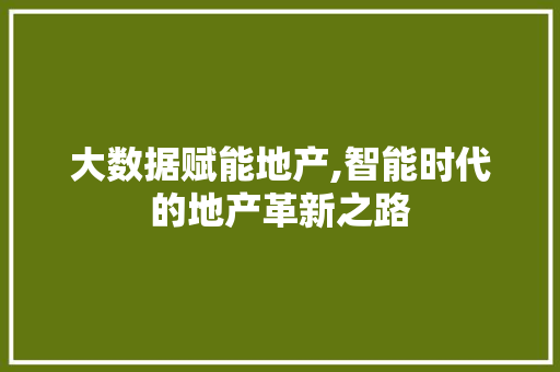 大数据赋能地产,智能时代的地产革新之路