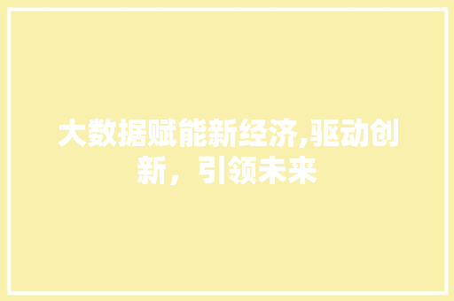 大数据赋能新经济,驱动创新，引领未来