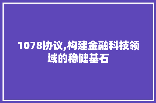 1078协议,构建金融科技领域的稳健基石 SEO关键词