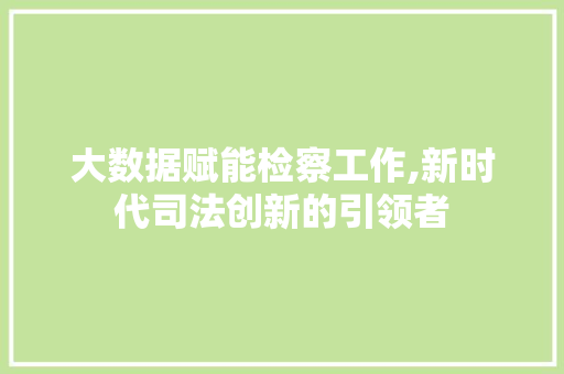 大数据赋能检察工作,新时代司法创新的引领者 搜狗SEO