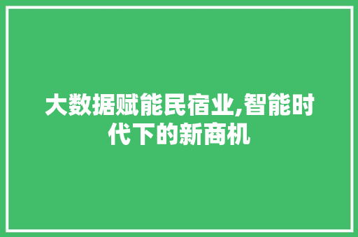 大数据赋能民宿业,智能时代下的新商机