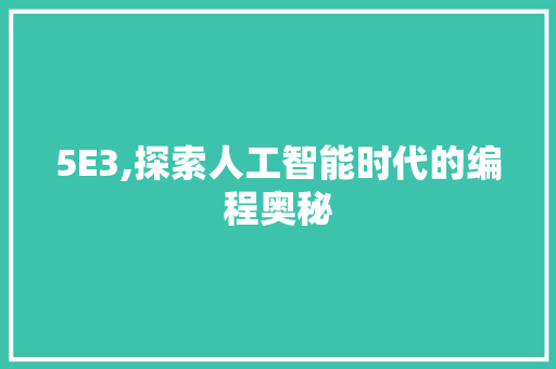 5E3,探索人工智能时代的编程奥秘