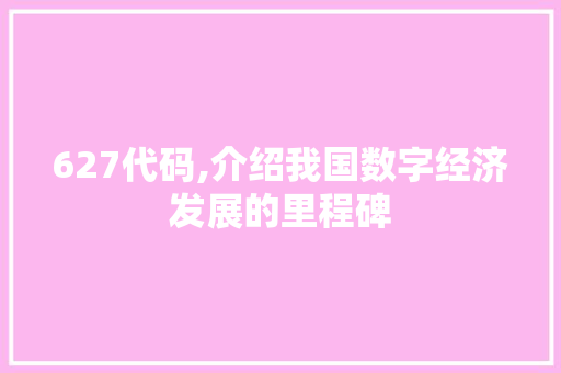 627代码,介绍我国数字经济发展的里程碑