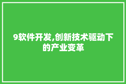 9软件开发,创新技术驱动下的产业变革