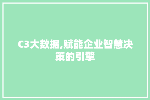 C3大数据,赋能企业智慧决策的引擎