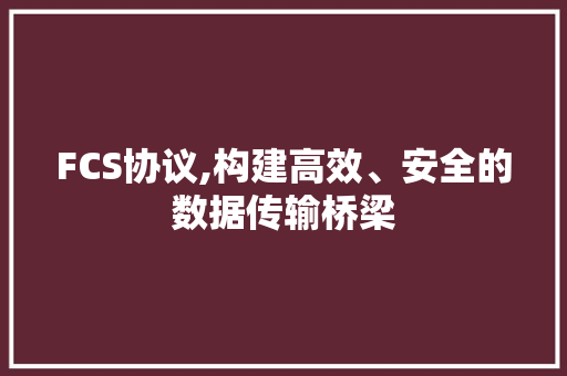 FCS协议,构建高效、安全的数据传输桥梁 百度SEO