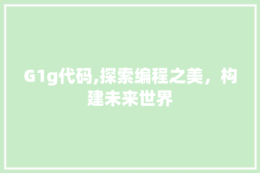 G1g代码,探索编程之美，构建未来世界 网站建设公司