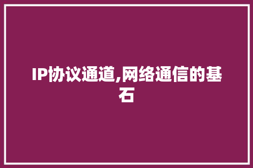 IP协议通道,网络通信的基石