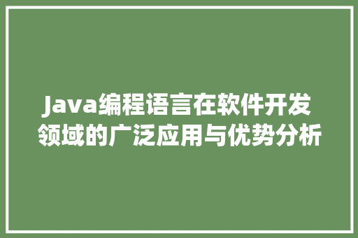 Java编程语言在软件开发领域的广泛应用与优势分析