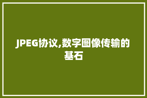 JPEG协议,数字图像传输的基石