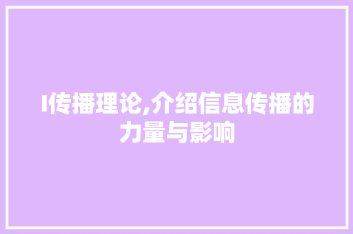 I传播理论,介绍信息传播的力量与影响
