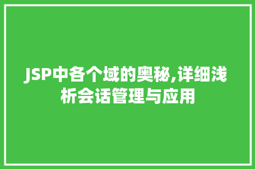 JSP中各个域的奥秘,详细浅析会话管理与应用