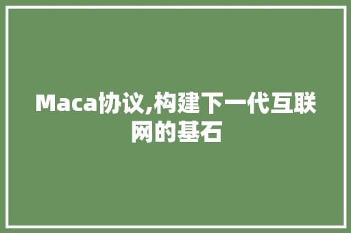 Maca协议,构建下一代互联网的基石
