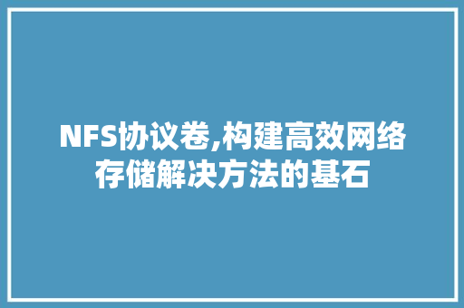 NFS协议卷,构建高效网络存储解决方法的基石