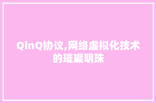 QinQ协议,网络虚拟化技术的璀璨明珠