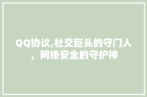 QQ协议,社交巨头的守门人，网络安全的守护神