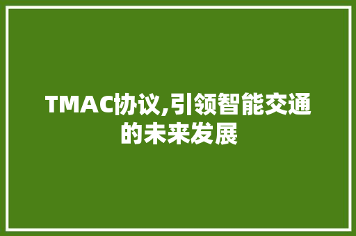 TMAC协议,引领智能交通的未来发展