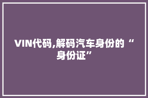 VIN代码,解码汽车身份的“身份证” 搜狗SEO