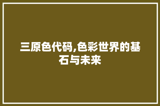 三原色代码,色彩世界的基石与未来