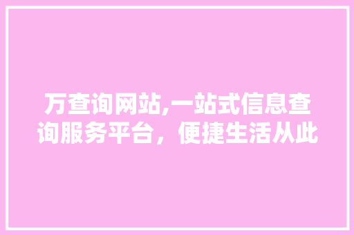 万查询网站,一站式信息查询服务平台，便捷生活从此开启